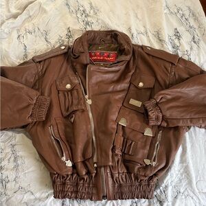 Leather Brown Bomber Jacket